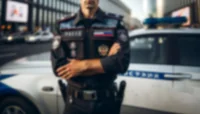 Полицейский у патрульной машины