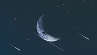 Серп Луны и метеоры
